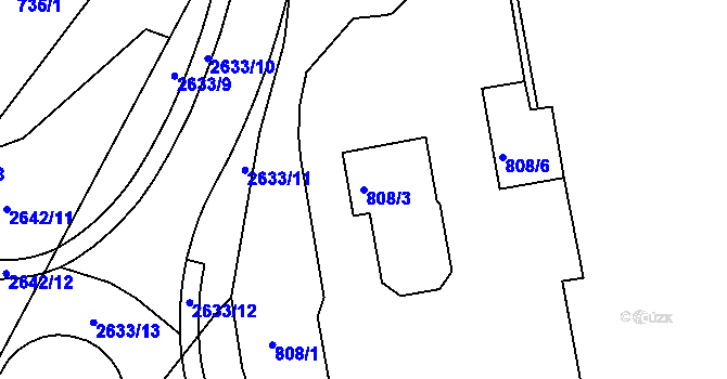 Parcela st. 808/3 v KÚ Vimperk, Katastrální mapa