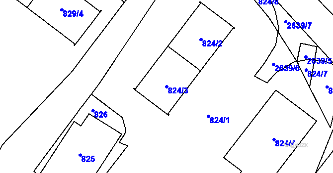 Parcela st. 824/3 v KÚ Vimperk, Katastrální mapa