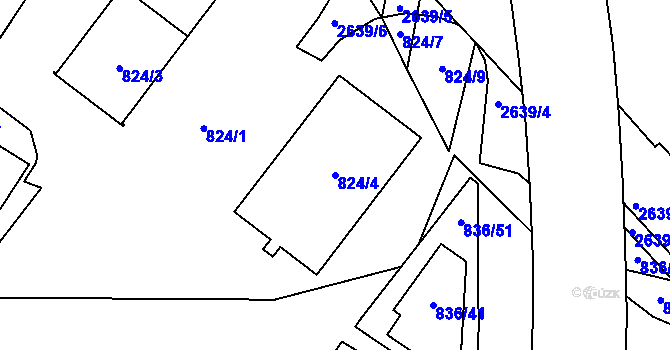 Parcela st. 824/4 v KÚ Vimperk, Katastrální mapa