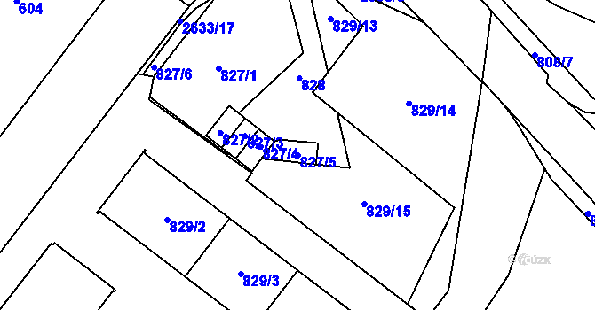 Parcela st. 827/5 v KÚ Vimperk, Katastrální mapa