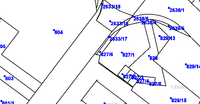 Parcela st. 827/6 v KÚ Vimperk, Katastrální mapa