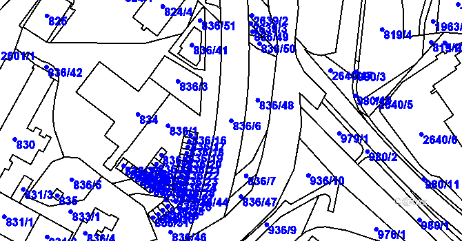 Parcela st. 836/6 v KÚ Vimperk, Katastrální mapa