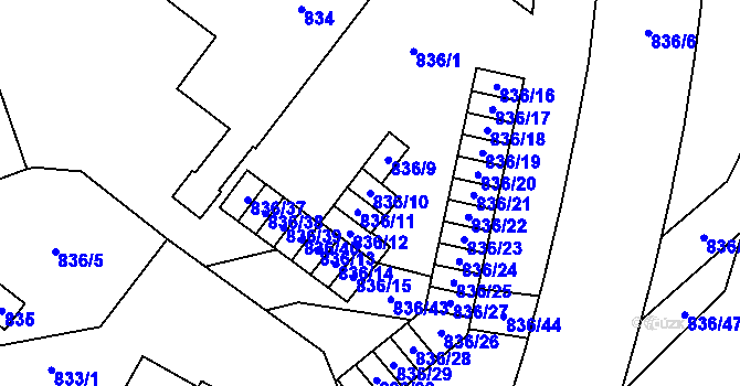 Parcela st. 836/10 v KÚ Vimperk, Katastrální mapa