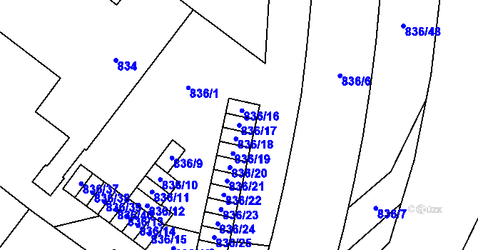 Parcela st. 836/17 v KÚ Vimperk, Katastrální mapa