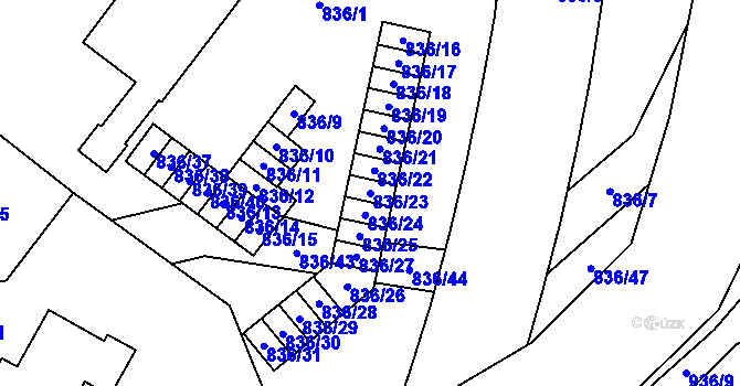 Parcela st. 836/23 v KÚ Vimperk, Katastrální mapa