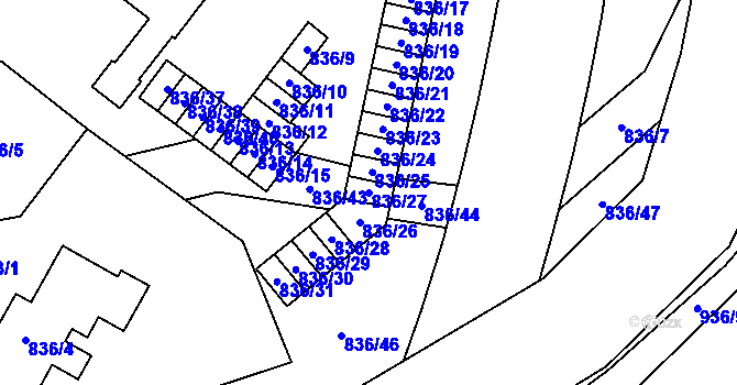 Parcela st. 836/27 v KÚ Vimperk, Katastrální mapa