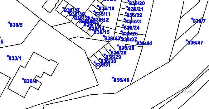 Parcela st. 836/29 v KÚ Vimperk, Katastrální mapa