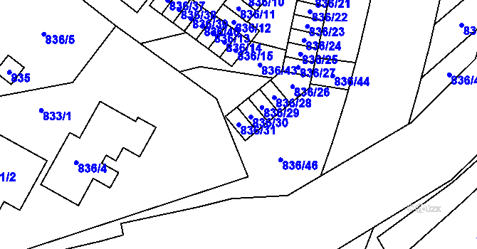Parcela st. 836/31 v KÚ Vimperk, Katastrální mapa