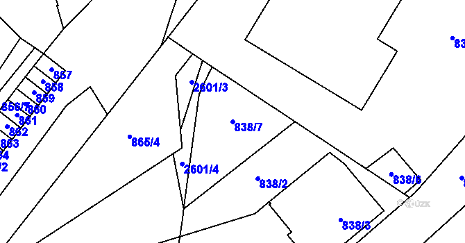 Parcela st. 838/7 v KÚ Vimperk, Katastrální mapa