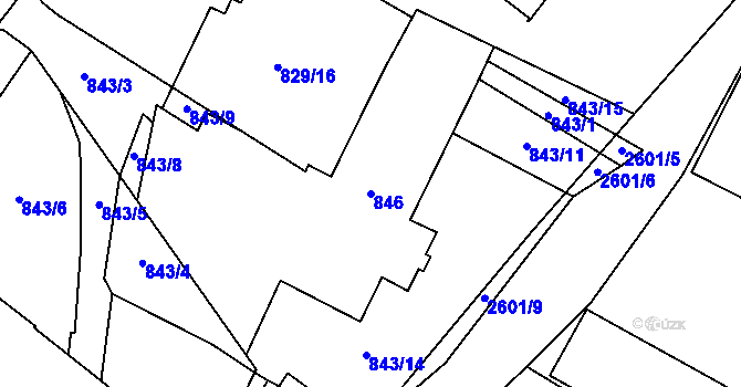 Parcela st. 846 v KÚ Vimperk, Katastrální mapa