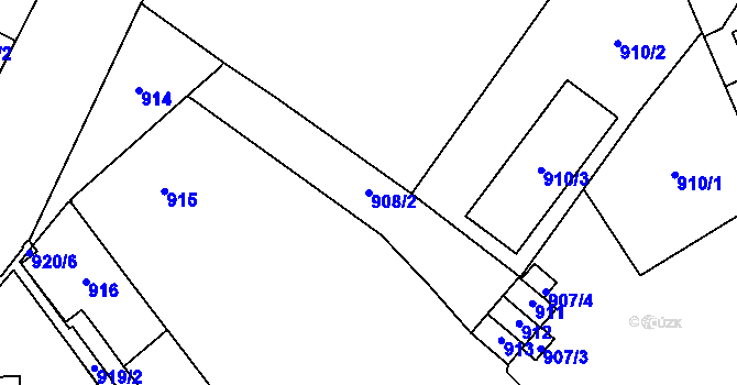 Parcela st. 908/2 v KÚ Vimperk, Katastrální mapa