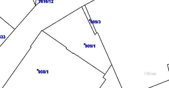 Parcela st. 909/1 v KÚ Vimperk, Katastrální mapa