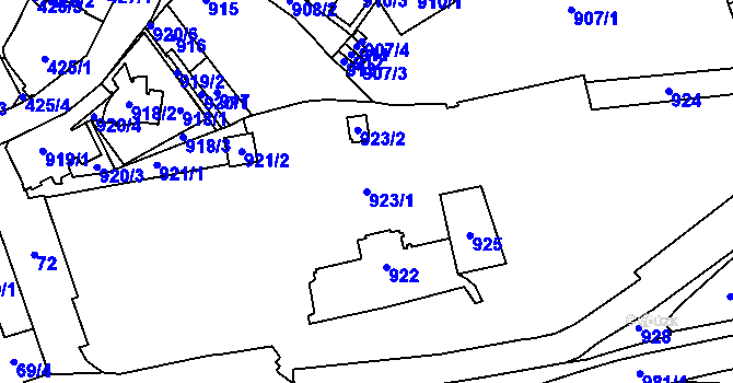 Parcela st. 923/1 v KÚ Vimperk, Katastrální mapa