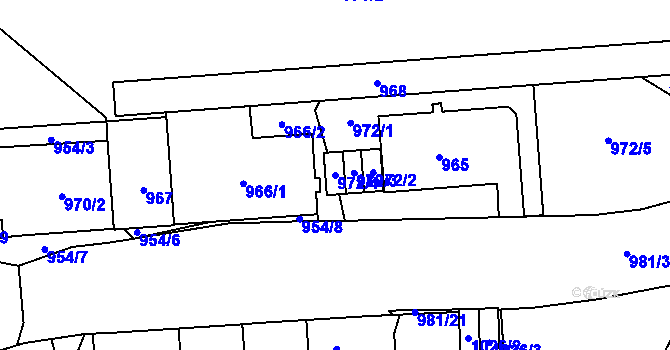 Parcela st. 972/4 v KÚ Vimperk, Katastrální mapa