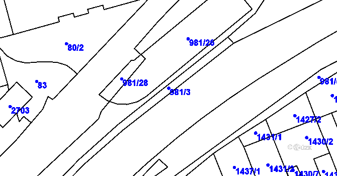 Parcela st. 981/3 v KÚ Vimperk, Katastrální mapa
