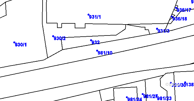 Parcela st. 981/10 v KÚ Vimperk, Katastrální mapa