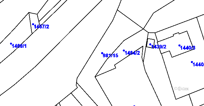 Parcela st. 981/15 v KÚ Vimperk, Katastrální mapa
