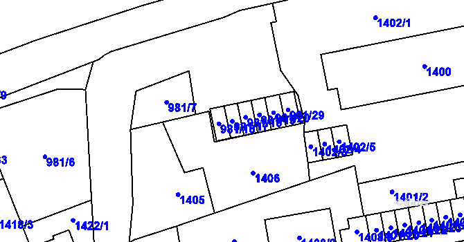Parcela st. 981/17 v KÚ Vimperk, Katastrální mapa