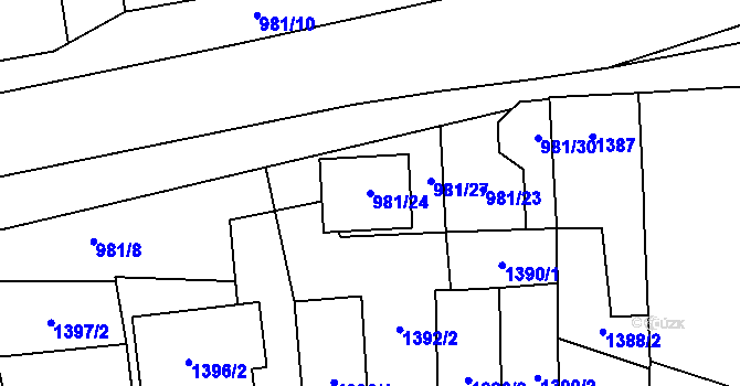 Parcela st. 981/24 v KÚ Vimperk, Katastrální mapa