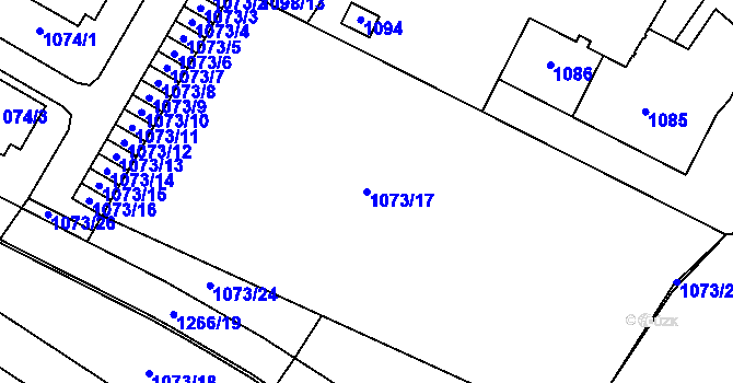 Parcela st. 1073/17 v KÚ Vimperk, Katastrální mapa