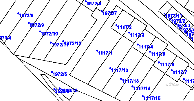 Parcela st. 1117/1 v KÚ Vimperk, Katastrální mapa
