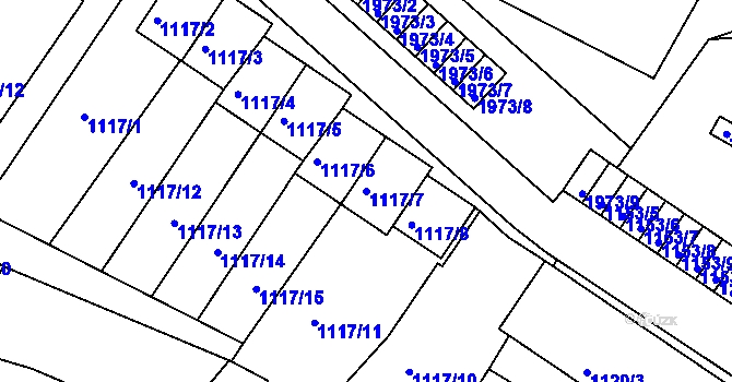 Parcela st. 1117/7 v KÚ Vimperk, Katastrální mapa