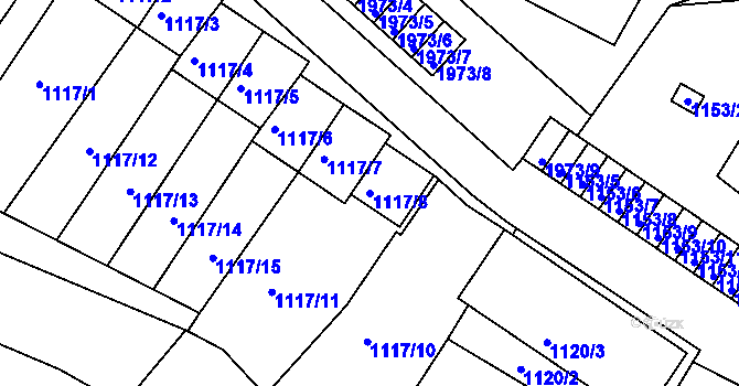 Parcela st. 1117/8 v KÚ Vimperk, Katastrální mapa
