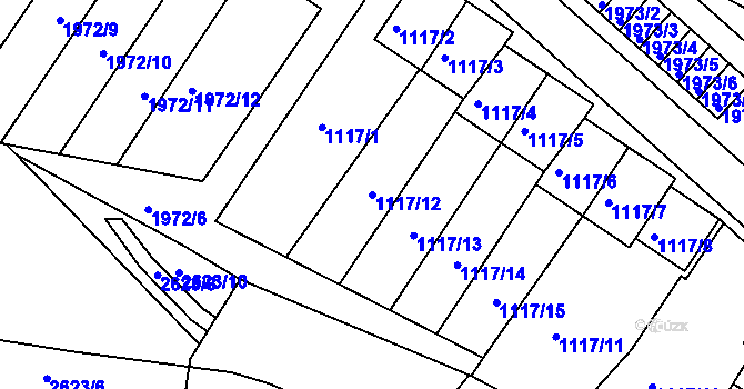 Parcela st. 1117/12 v KÚ Vimperk, Katastrální mapa