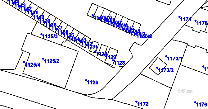 Parcela st. 1129 v KÚ Vimperk, Katastrální mapa