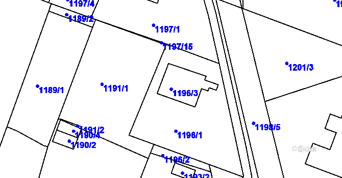 Parcela st. 1196/3 v KÚ Vimperk, Katastrální mapa