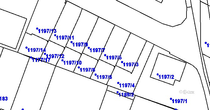 Parcela st. 1197/5 v KÚ Vimperk, Katastrální mapa
