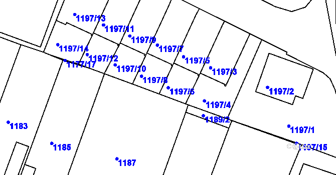 Parcela st. 1197/6 v KÚ Vimperk, Katastrální mapa