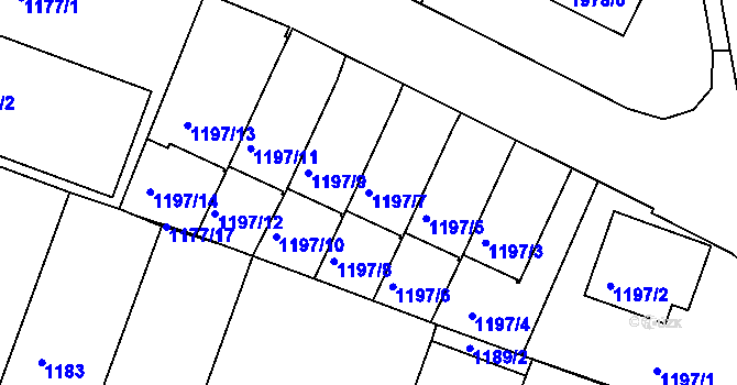 Parcela st. 1197/7 v KÚ Vimperk, Katastrální mapa