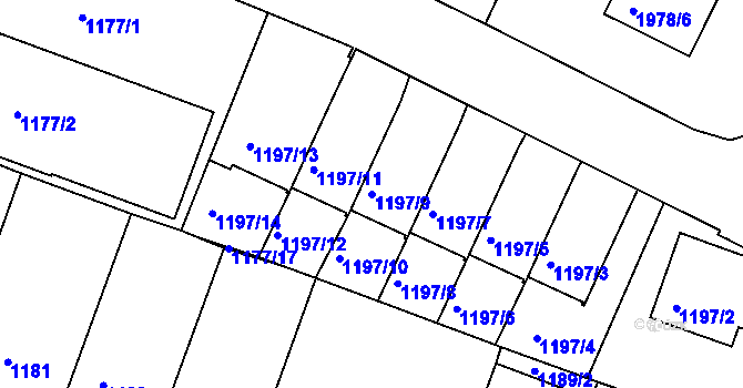 Parcela st. 1197/9 v KÚ Vimperk, Katastrální mapa