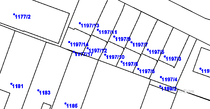 Parcela st. 1197/10 v KÚ Vimperk, Katastrální mapa