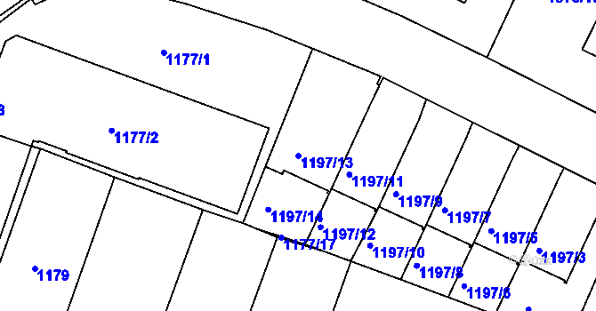 Parcela st. 1197/13 v KÚ Vimperk, Katastrální mapa