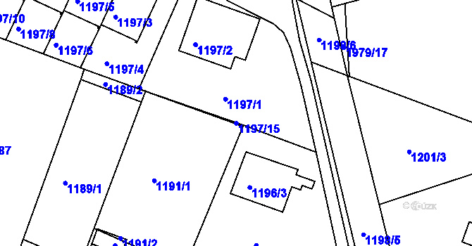 Parcela st. 1197/15 v KÚ Vimperk, Katastrální mapa