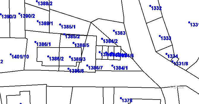 Parcela st. 1384/3 v KÚ Vimperk, Katastrální mapa