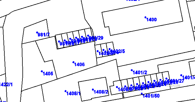Parcela st. 1402/3 v KÚ Vimperk, Katastrální mapa