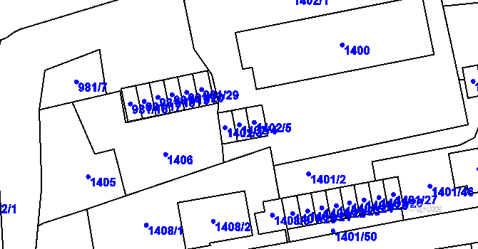 Parcela st. 1402/4 v KÚ Vimperk, Katastrální mapa