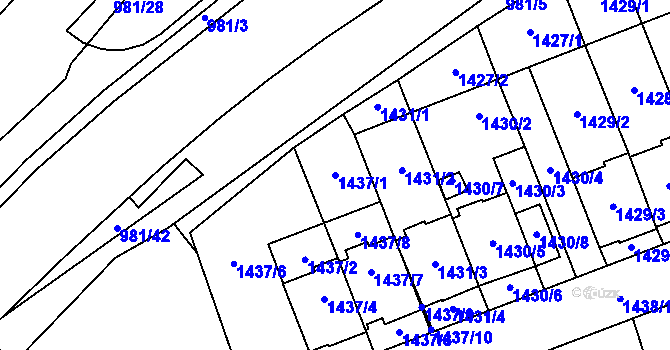 Parcela st. 1437/1 v KÚ Vimperk, Katastrální mapa
