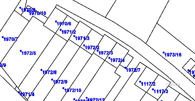 Parcela st. 1972/3 v KÚ Vimperk, Katastrální mapa