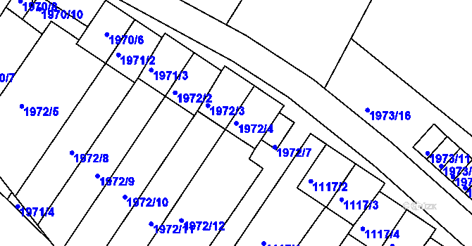 Parcela st. 1972/4 v KÚ Vimperk, Katastrální mapa