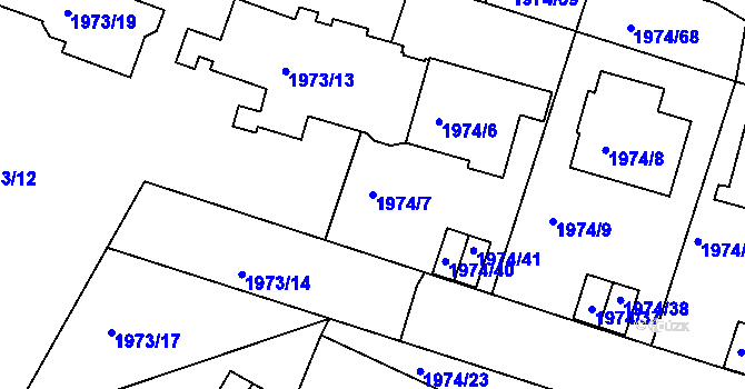Parcela st. 1974/7 v KÚ Vimperk, Katastrální mapa