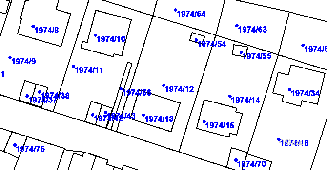 Parcela st. 1974/12 v KÚ Vimperk, Katastrální mapa