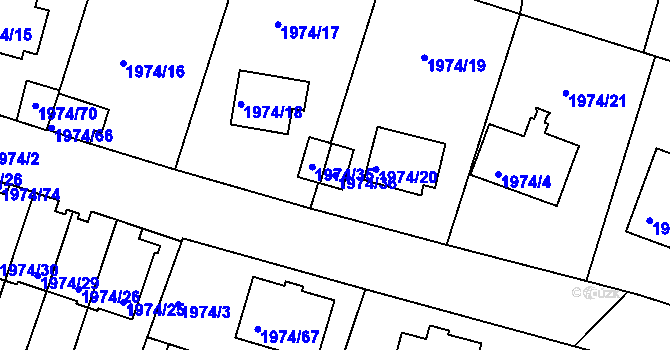 Parcela st. 1974/36 v KÚ Vimperk, Katastrální mapa