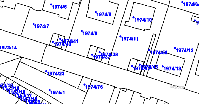 Parcela st. 1974/38 v KÚ Vimperk, Katastrální mapa
