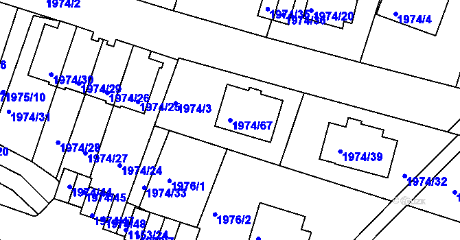 Parcela st. 1974/67 v KÚ Vimperk, Katastrální mapa