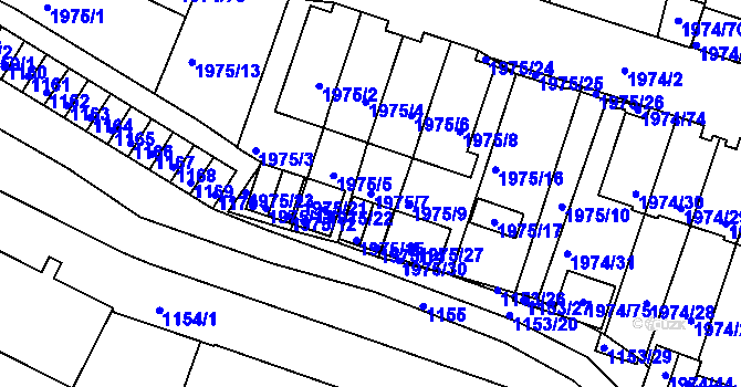 Parcela st. 1975/7 v KÚ Vimperk, Katastrální mapa