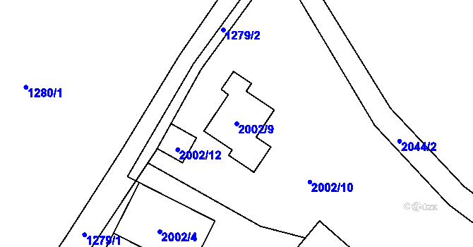Parcela st. 2002/9 v KÚ Vimperk, Katastrální mapa